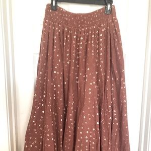 Anthropologie long prairie skirt. Size small, pockets, fully lined.